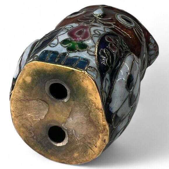 Vintage 70's Cloisonne Decorative Owl Figurine Bird Collectible Home Decor 3" - Picture 5 of 5